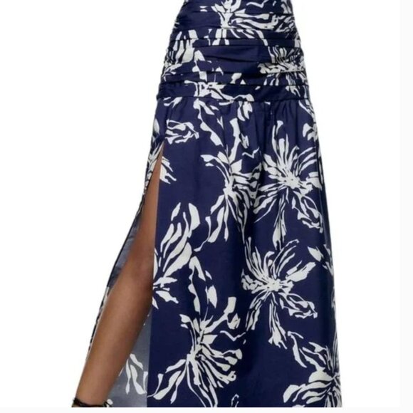 NWOT ZARA MIDI SKIRT IN PRINTED FABRIC BLUE/WHITE SIZE M | 4886/091/044 - Picture 4 of 8